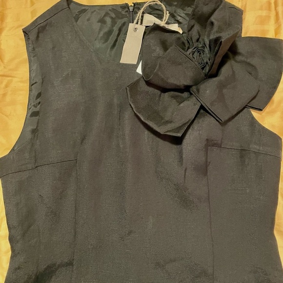 ANTHRO Burlapp Shift Dress w/ Bow Rare - Picture 4 of 8